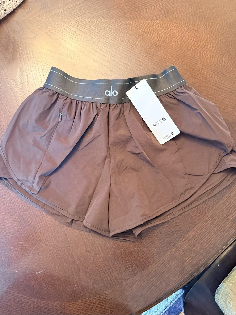 Alo Women's Brown Athletic Shorts with Elastic Waistband